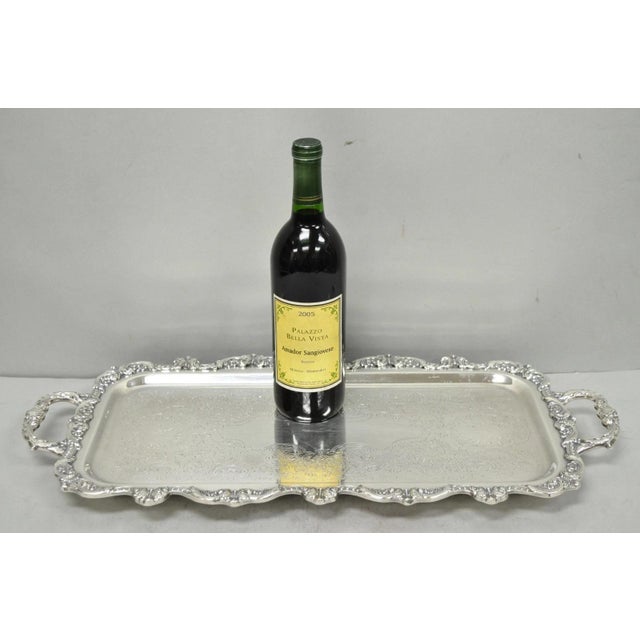 Vintage Old English by Poole Silver Plated Footed Narrow Twin Handle Serving Platter Bar Tray. Circa Mid 20th Century....