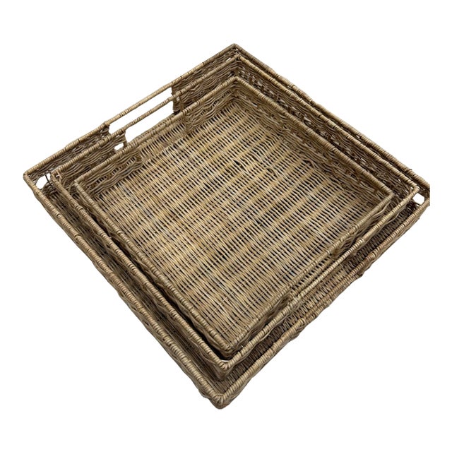 Rattan Nesting Trays, S/3 For Sale
