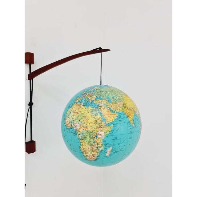 Vintage German Teak Globe Wall Lamp, 1960s For Sale - Image 4 of 11