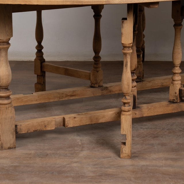 20th Century Bleached Oak English Wake Table Dropleaf Dining Table Console For Sale - Image 13 of 14