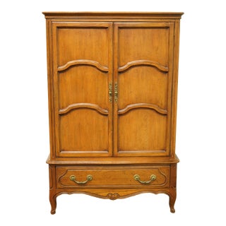Davis Cabinet Co. Solid Ash French Provincial 40" Armoire / Door Chest 1213 For Sale