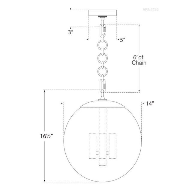 Modern AERIN for Visual Comfort Signature Turenne Medium Globe Pendant in Hand-Rubbed Antique Brass with Clear Glass For Sale - Image 3 of 3