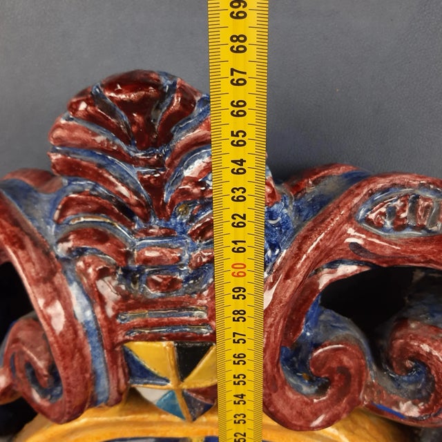 Large Majolica Heraldic Star Coat of Arms with Ars Longa Vita Brevis Engraving, 1960s For Sale - Image 15 of 16