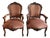 Pair of Vintage Walnut Louis XV-Style Upholstered Arm Chairs For Sale