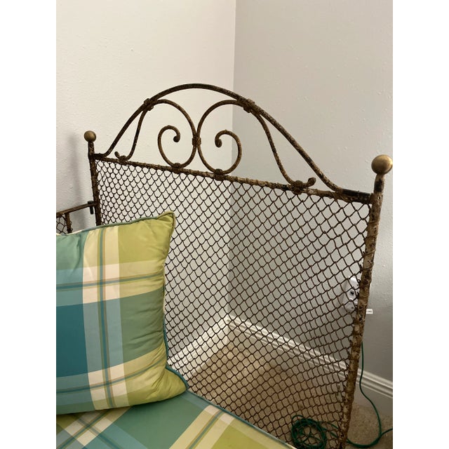 1960s 1960s Vintage French Settee, Metal With Silk Cushions For Sale - Image 5 of 6