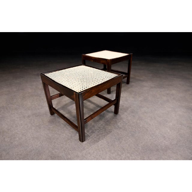 Pair of Brazilian Modern Stools in Rosewood and Cane, Liceu De Artes, 1960s For Sale - Image 13 of 15