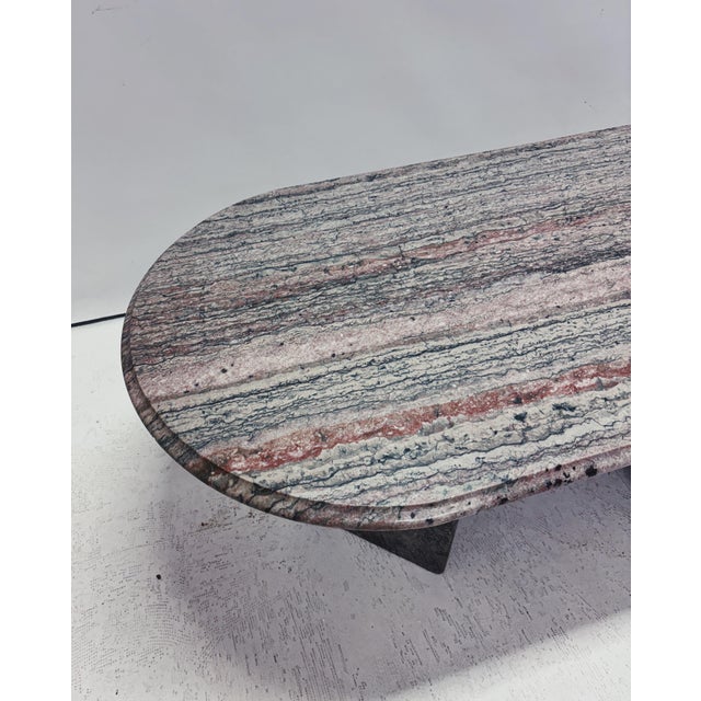 Stone Oval Vintage Coffee Table, 1980s For Sale - Image 7 of 9