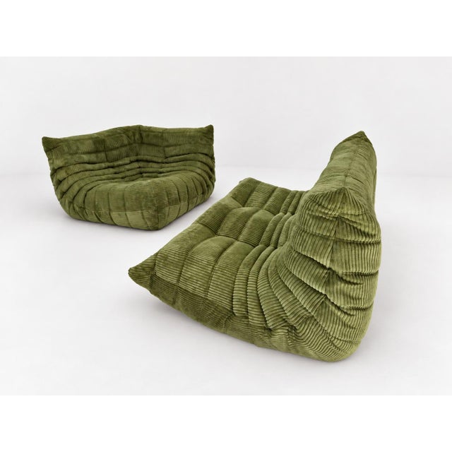 Olive Togo 2-Seater Sofa and Corner Seat by Michel Ducaroy for Ligne Roset, 2019, Set of 2 For Sale - Image 6 of 18