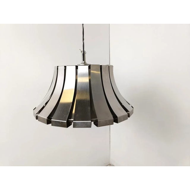 Metal Mid-Century Steel Suspension Lamp by E. Martinelli for Martinelli Luce, 1970s For Sale - Image 7 of 9