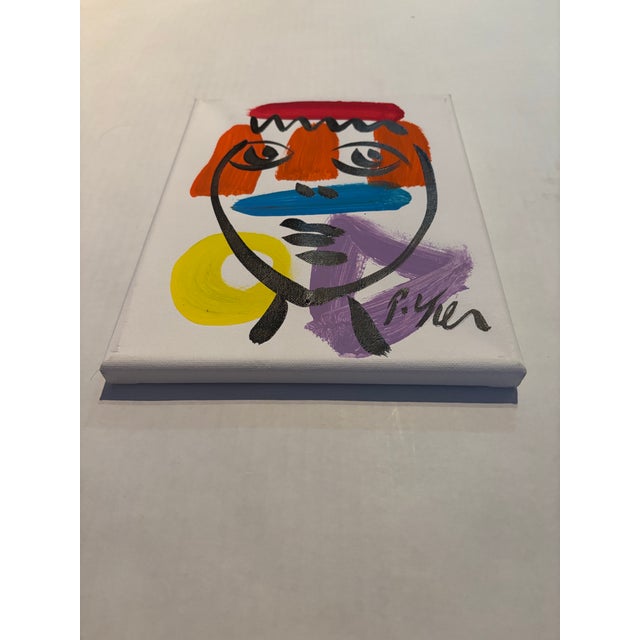Peter Keil Abstract Geometric Portrait Painting on Canvas, Peter Keil For Sale - Image 4 of 5