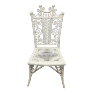 Rare! Antique Heywood Brothers and Wakefield Company White Wicker Victorian Side Chair