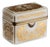 White Opal Glass Jewelry Box with Gilt Enamel For Sale