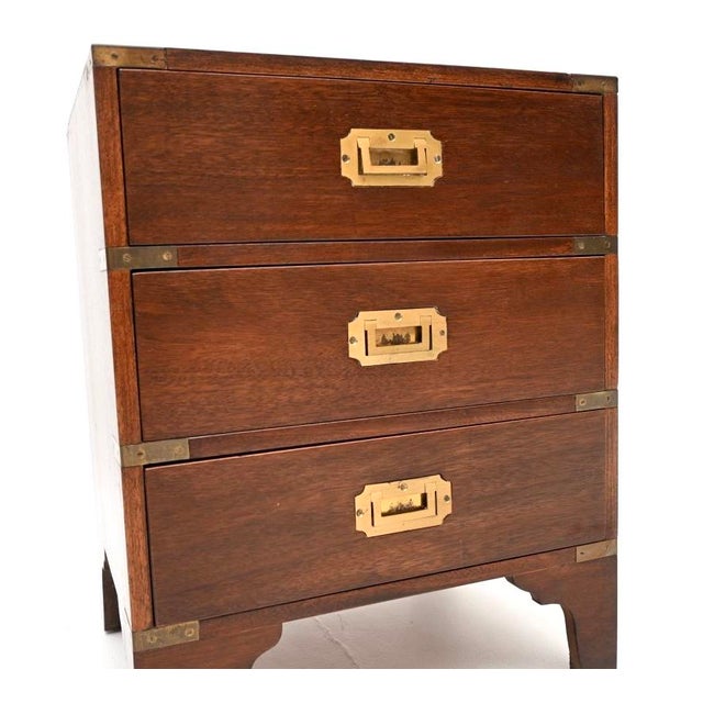 Brown Vintage Military Campaign Style Chest of Drawers, 1930 For Sale - Image 8 of 9
