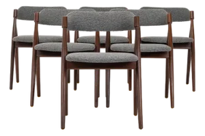 Vintage Dining Chairs in Grey Bouclé, 1960s, Set of 6