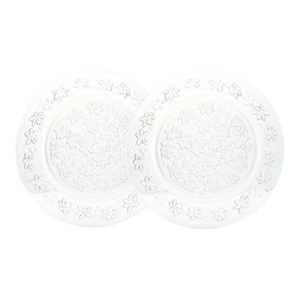 1990s Princess House “Fantasia” Pair of Round Glass Serving Platters