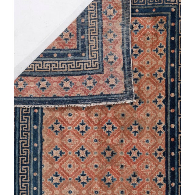 Textile Antique Circa 1900 Orange Chinese Hand Knotted Rug 4'4 X 6'9 For Sale - Image 7 of 9