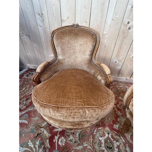 Louis XV Style Bergère Armchairs, Set of 2 For Sale - Image 3 of 9