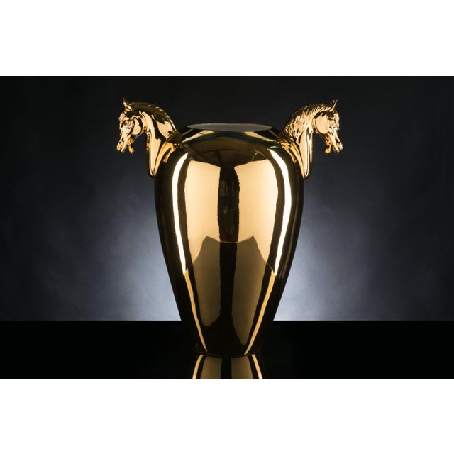 Contemporary Large Gold Ceramic Horse Vase by Marco Segantin for VGnewtrend For Sale - Image 3 of 3