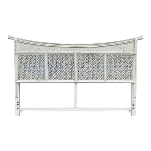 Chinoiserie Pagoda Wicker and Bamboo Rattan Headboard- King Size
