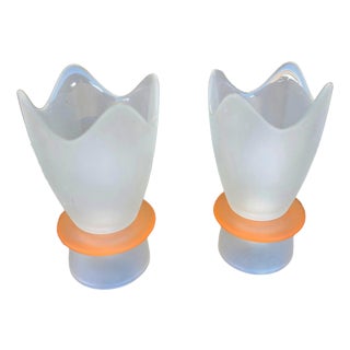 Vintage Table Lamps in Frosted Glass by Villeroy and Boch, 1990s, Set of 2 For Sale