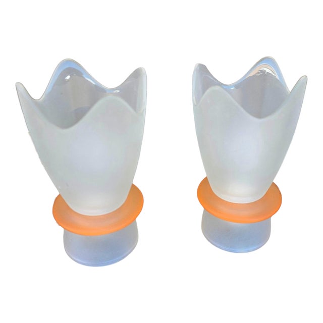 Vintage Table Lamps in Frosted Glass by Villeroy and Boch, 1990s, Set of 2 For Sale