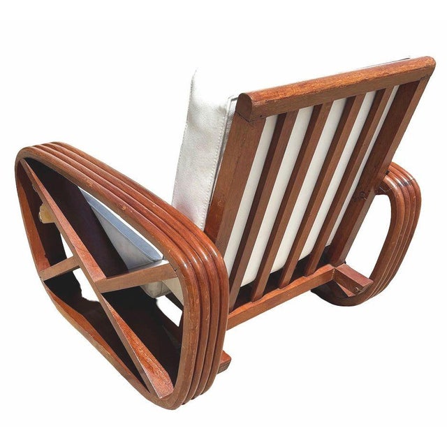 Rare 4-Strand Like Carved Mahogany Square Pretzel Faux Rattan Lounge Chair, Pair For Sale In Los Angeles - Image 6 of 10