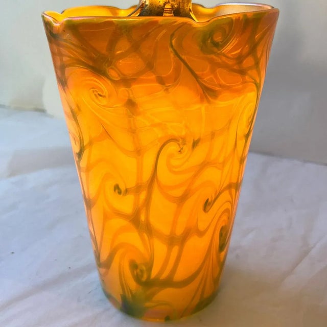 American Durand Art Glass King Tut Pattern Torchiere Lamp Shade For Sale - Image 10 of 12