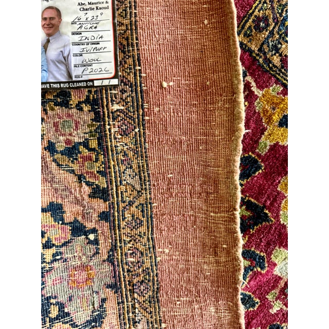 Oversized Hand Knotted Wool Agra Ivory Lavender Red Medallion Rug 24' X 17' For Sale - Image 9 of 9