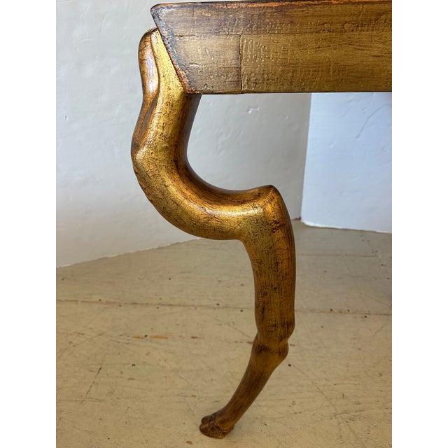 Faux Gold Leaf & French Polished Demilune Console For Sale - Image 4 of 11