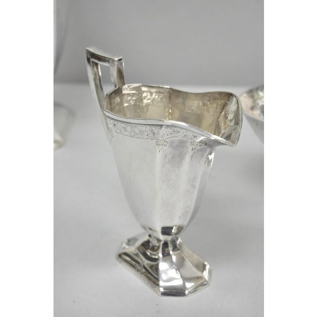 Antique English Art Deco Silver Plated Tea Service Set by Bscep (5329) - 4 PCS For Sale - Image 13 of 15