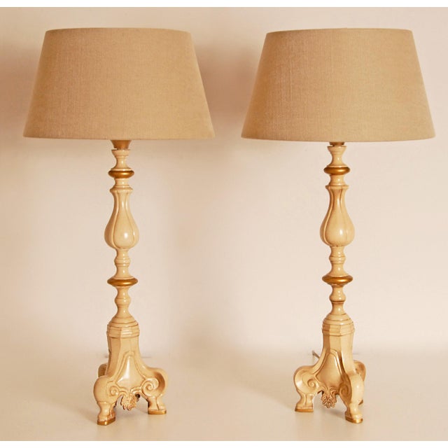 Vintage French Table Lamps with cream/brown lampshades Style: Vintage Antique, Napoleonic, Traditional, Classic, Baroque,...
