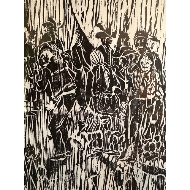 1986 Ruthe Blalock Jones “Oklahoma Stomp Dance” Original Signed Native American Woodblock Print, Limited Edition 12/40 For Sale - Image 16 of 18