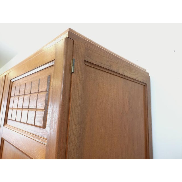 Vintage Art Deco Style Wardrobe in Oak, 1950s For Sale - Image 12 of 15