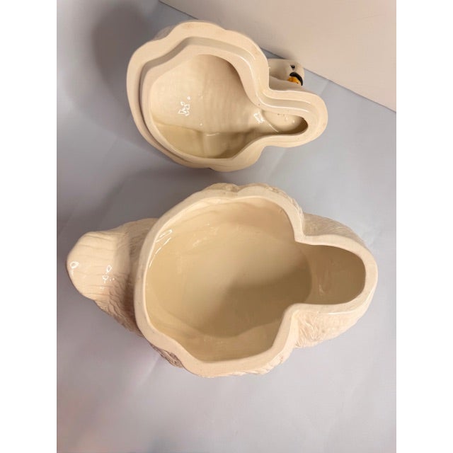 Vintage Ceramic Swan Soup Tureen With Coordinating Ladle – Cream Speckled Glaze, Cottage Farmhouse Serveware For Sale - Image 13 of 18