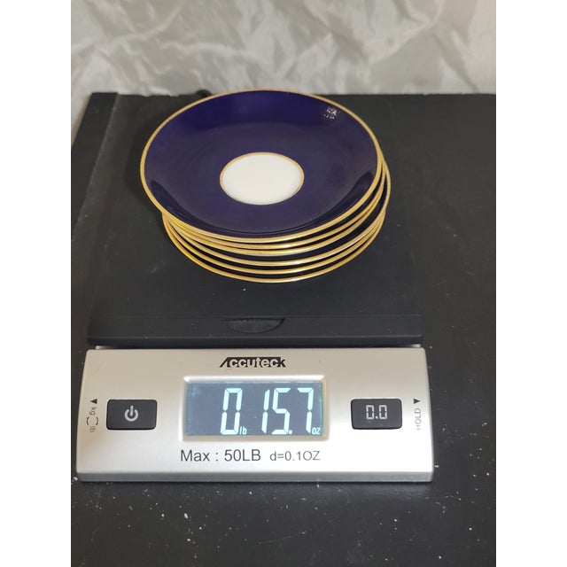 Antique Minton Blue Gold Rimmed Porcelain Saucers - Set of 6 For Sale - Image 11 of 11