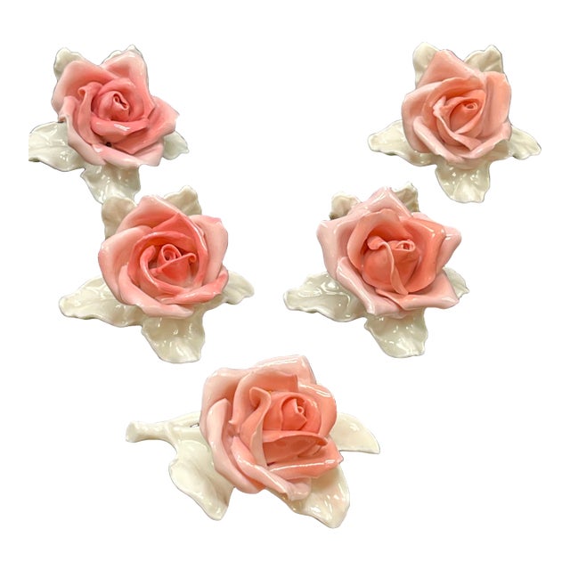 Vintage Porcelain Roses by Karl Ens Volkstedt Germany Pre-Wwii - 5pc Set For Sale