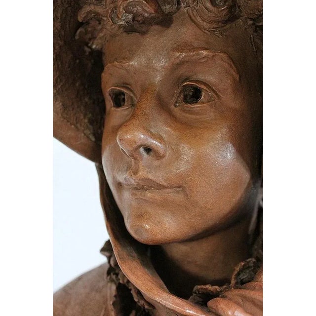 A. Blanc, Terracotta Bust of Woman, 1900s For Sale - Image 6 of 18