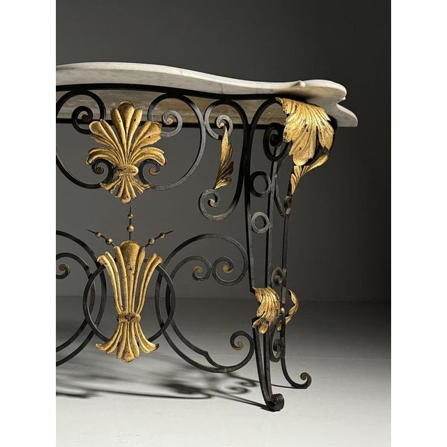Wrought Iron and Marble Console Table, 1950s For Sale - Image 12 of 18