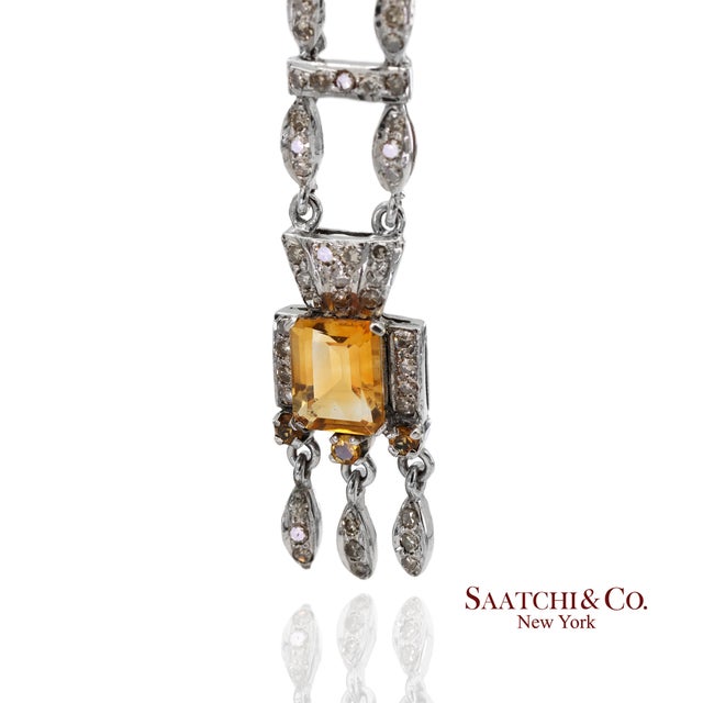 Yellow 14k(585) White Gold Natural Diamond and Yellow Sapphire Pretty Teardrop Earrings, A Pair For Sale - Image 8 of 9