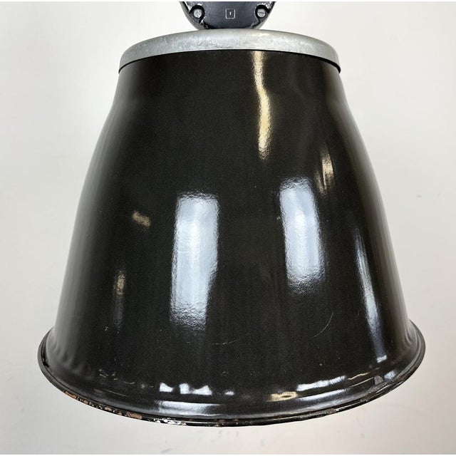 Industrial Black Enamel Factory Pendant Lamp, 1960s For Sale - Image 4 of 15