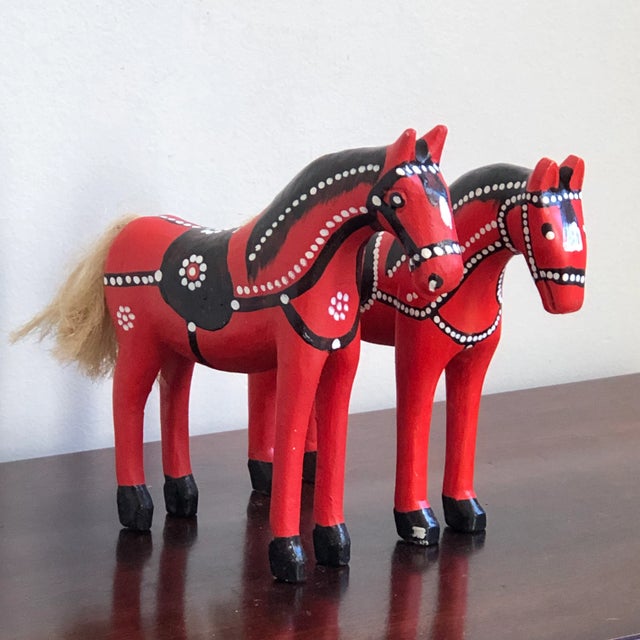 Vintage Handcrafted Rustic European Folk Art Horses — a Pair For Sale - Image 9 of 10