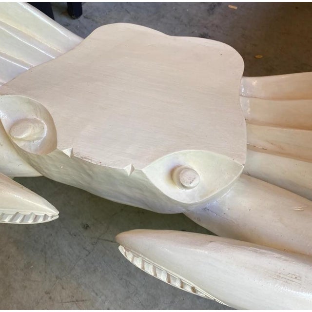 1970s 1970s White Wooden Carved Vintage Crab Style Coffee Table Base For Sale - Image 5 of 9