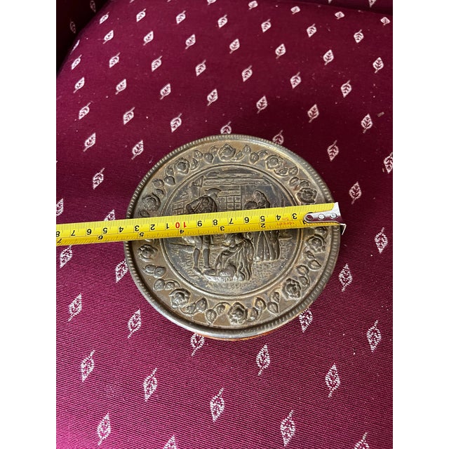 Vintage Brass English Style Round Figurative Wall Pocket For Sale - Image 4 of 6