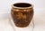 Mid-Century Chinese brown glazed pot with goldfish and lily pad relief design. Good vintage condition with some flaws...