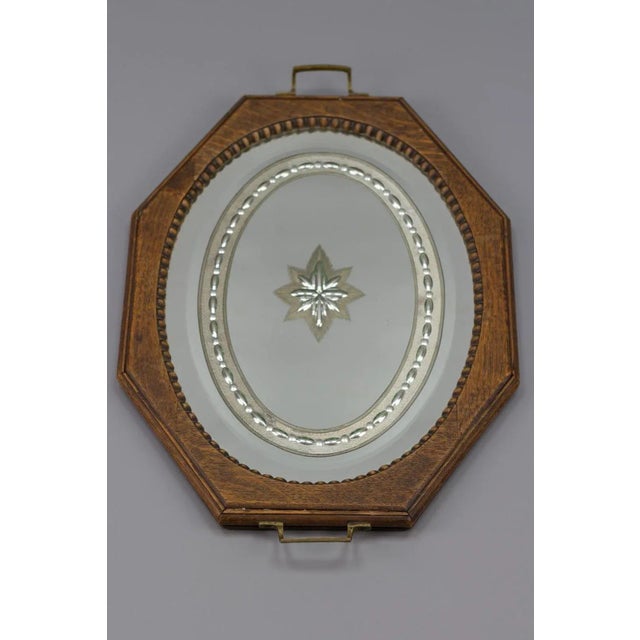 Octagonal Wood Serving Tray with Oval Etched Mirror Base For Sale - Image 18 of 18