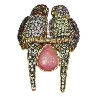 Bochic "Orient" Vintage Ruby, Amethyst & Multi Gem Brooch Pendant 18K & Silver For Sale