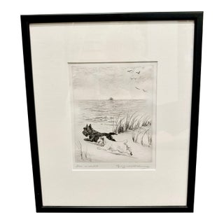 1930s Rare Marguerite Kirmse Artist Proof Etching Scottish Terrier "Sea Urchins" For Sale