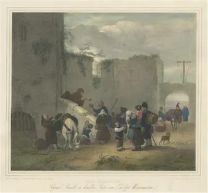 After P. Wouwerman, Travellers Halting at Convent, 1840s, Paper