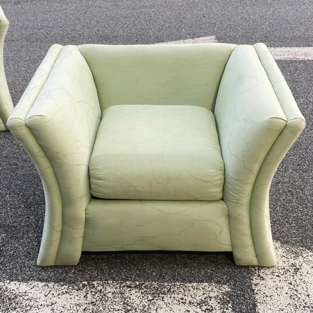 Light Green 1980's Modern Royal Lounge Co. Lounge Chairs - a Pair For Sale - Image 8 of 13