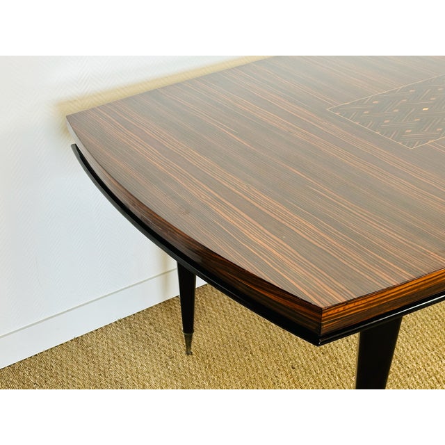Art Deco Dining Table in Macassar Ebony with Marquetry, France, 1940s For Sale - Image 16 of 18